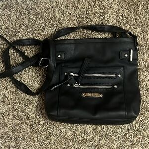 Nicole Miller Black Crossbody Bag with Metallic Accents